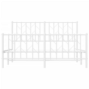 Bettgestell mit Kopf- und Fußteil Metall Weiß 140x190 cm