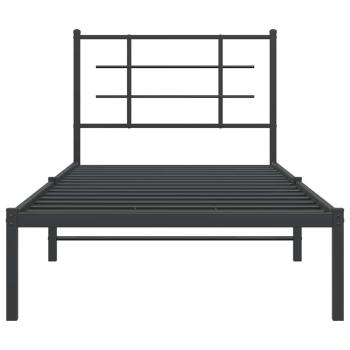 Bettgestell mit Kopfteil Metall Schwarz 90x200 cm