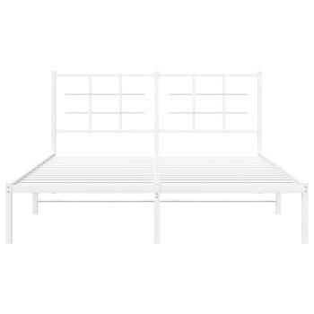 Bettgestell mit Kopfteil Metall Weiß 150x200 cm