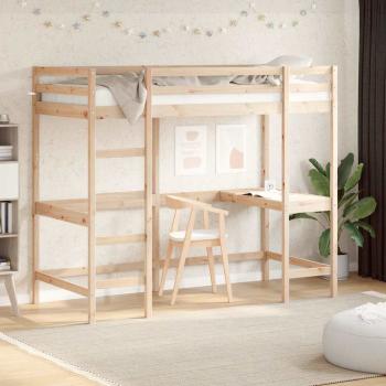 ARDEBO.de - Hochbett mit Schreibtisch 90x200 cm Massivholz Kiefer