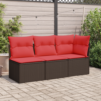 ARDEBO.de - | Garten-Sofa | mit Kissen Braun 55 x 62 x 69 cm Poly-Rattan