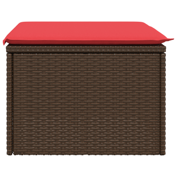 Gartenhocker mit Kissen Braun 55x55x37 cm Poly Rattan