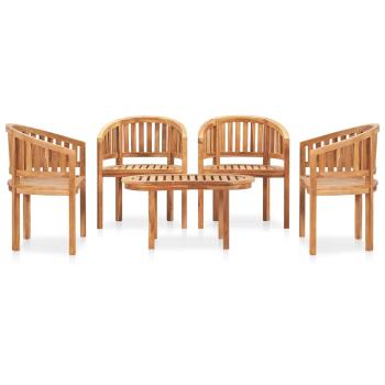 5-tlg. Garten-Lounge-Set Massivholz Teak