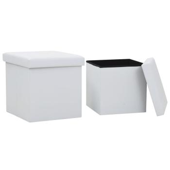 ARDEBO.de - Hocker mit Stauraum 2 Stk. Wei? Kunstleder