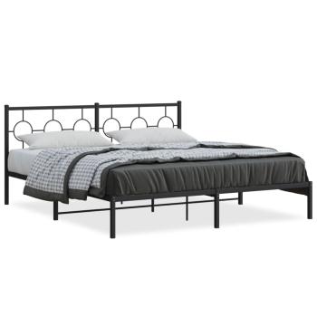 Bettgestell mit Kopfteil Metall Schwarz 180x200 cm
