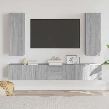 ARDEBO.de - 5-tlg. TV-Schrank-Set Grau Sonoma Holzwerkstoff