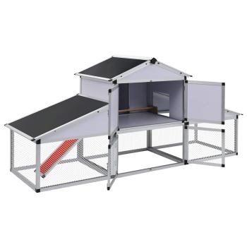 Hühnerstall mit Freilaufgehege und Nistkasten Aluminium