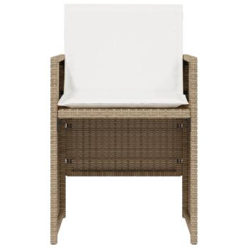 3-tlg. Bistro-Set mit Kissen Beige Poly Rattan