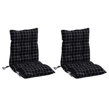 Niedriglehner-Auflagen 2 Stk. Schwarz Karomuster Oxford-Gewebe