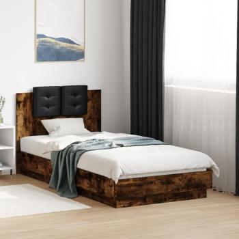 ARDEBO.de - Bettgestell mit Kopfteil Räuchereiche 75x190 cm Holzwerkstoff