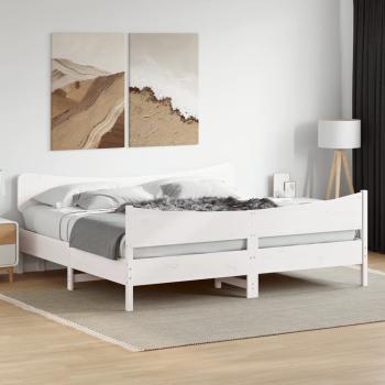 ARDEBO.de - Massivholzbett ohne Matratze Weiß 200x200 cm Kiefernholz