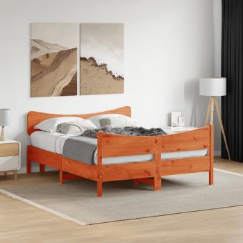 ARDEBO.de - Massivholzbett ohne Matratze Wachsbraun 135x190 cm Kiefernholz