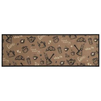 Küchenteppich Waschbar „Morning“-Aufdruck Braun 60x180 cm Samt