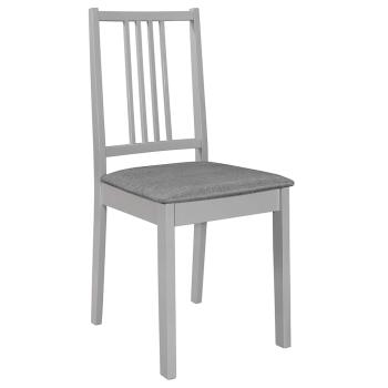 Esszimmerst?hle mit Polstern 4 Stk. Grau Massivholz