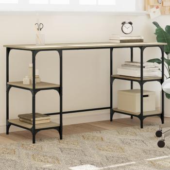 ARDEBO.de - Schreibtisch Sonoma-Eiche 140x50x75 cm Metall Holzwerkstoff