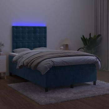 ARDEBO.de - Boxspringbett mit Matratze & LED Dunkelblau 120x190 cm Samt