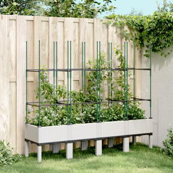 ARDEBO.de - Pflanzkübel mit Rankgitter Weiß 160x40x142,5 cm PP