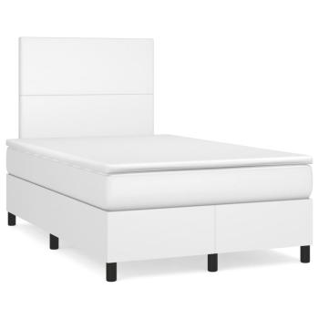 ARDEBO.de - Boxspringbett mit Matratze Weiß 120x190 cm Kunstleder