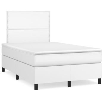 ARDEBO.de - Boxspringbett mit Matratze Weiß 120x190 cm Kunstleder