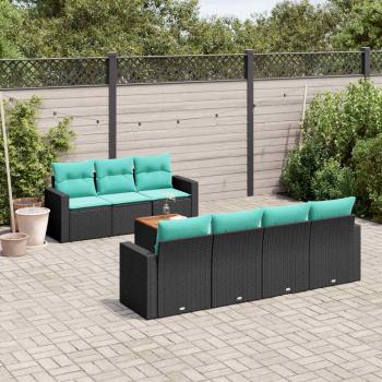 ARDEBO.de - 8-tlg. Garten-Sofagarnitur mit Kissen Schwarz Poly Rattan