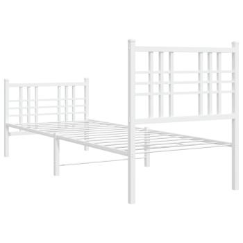 Bettgestell mit Kopf- und Fußteil Metall Weiß 80x200 cm