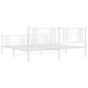 Bettgestell mit Kopf- und Fußteil Metall Weiß 183x213 cm