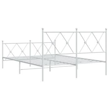 Bettgestell mit Kopf- und Fußteil Metall Weiß 140x190 cm