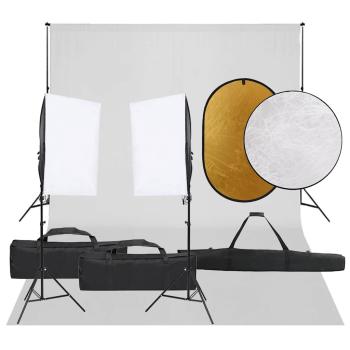 ARDEBO.de - Fotostudio-Set mit Beleuchtung, Hintergrund und Reflektor