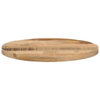 Tischplatte Ø 50x2,5 cm Rund Raues Massives Mangoholz