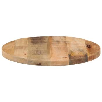 Tischplatte Ø 50x2,5 cm Rund Raues Massives Mangoholz