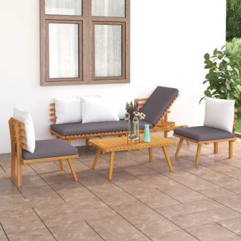ARDEBO.de - 4-tlg. Garten-Lounge-Set mit Kissen Massivholz Akazie