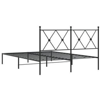 Bettgestell mit Kopfteil Metall Schwarz 135x190 cm