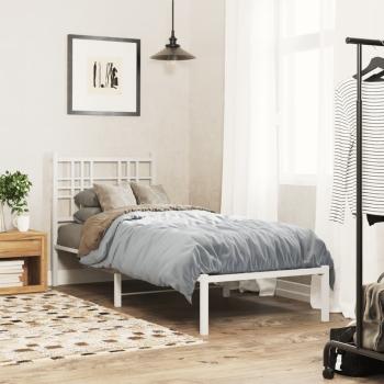 ARDEBO.de - Metallbett ohne Matratze mit Kopfteil Weiß 75x190 cm