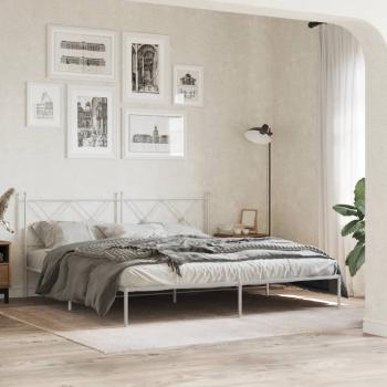 ARDEBO.de - Bettgestell mit Kopfteil Metall Weiß 180x200 cm