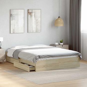 ARDEBO.de - Bettgestell mit Schubladen Sonoma-Eiche 120x190cm Holzwerkstoff