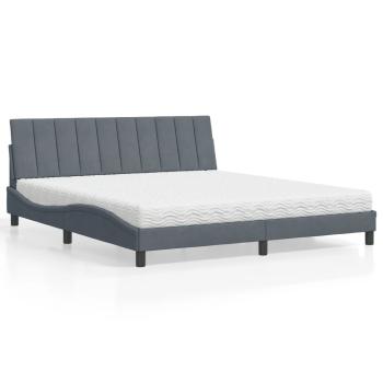 ARDEBO.de - Bett mit Matratze "Hanko" Dunkelgrau 180x200 cm Samt