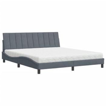 Bett mit Matratze "Hanko" Dunkelgrau 180x200 cm Samt