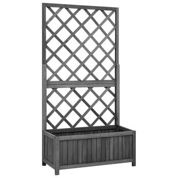 ARDEBO.de - Pflanzkübel mit Spalier Schwarz 70x30x135 cm Massivholz Tanne