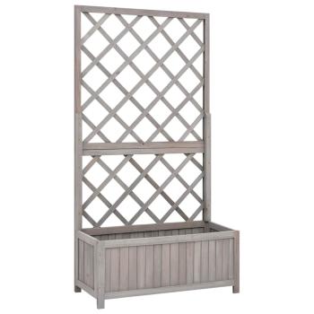 ARDEBO.de - Pflanzkübel mit Spalier Grau 70x30x135 cm Massivholz Tanne