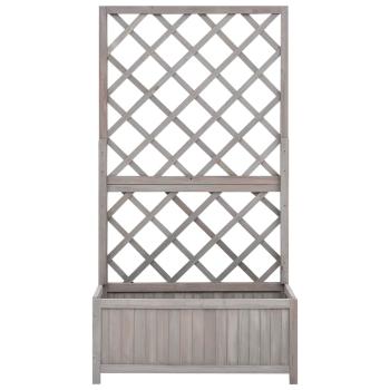 Pflanzkübel mit Spalier Grau 70x30x135 cm Massivholz Tanne