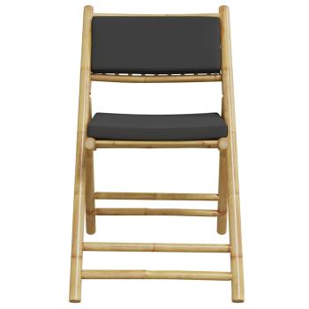 5-tlg. Bistro-Set Klappbar mit Dunkelgrauen Kissen Bambus