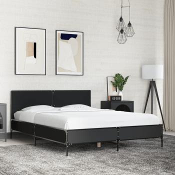ARDEBO.de - Bettgestell Schwarz 140x190 cm Holzwerkstoff und Metall
