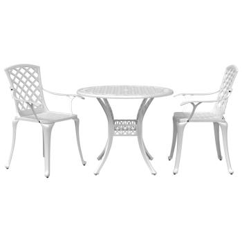 ARDEBO.de - 3-tlg. Bistro-Set Weiß Aluminiumguss