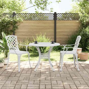 3-tlg. Bistro-Set Weiß Aluminiumguss
