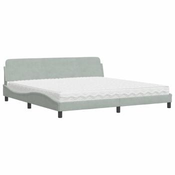Bett mit Matratze "Dover" Hellgrau 200x200 cm Samt