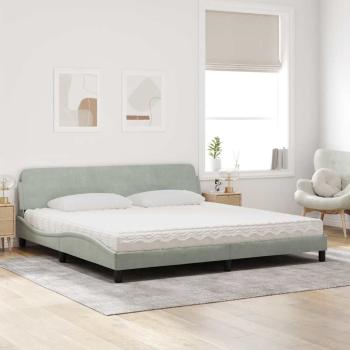 Bett mit Matratze "Dover" Hellgrau 200x200 cm Samt