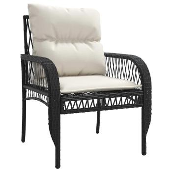 4-tlg. Garten-Sofagarnitur mit Kissen Schwarz Poly Rattan