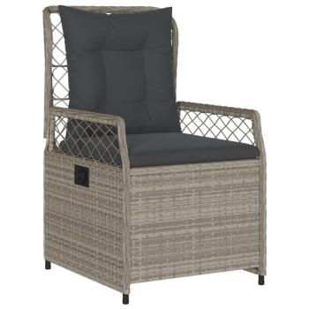 5-tlg. Garten-Essgruppe mit Kissen Hellgrau Poly Rattan