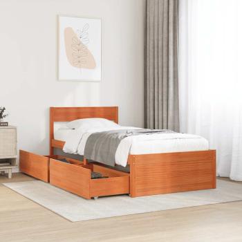ARDEBO.de - Massivholzbett ohne Matratze Wachsbraun 100x200 Kiefernholz