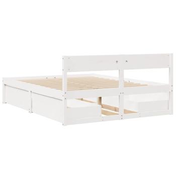 Massivholzbett ohne Matratze Weiß 150x200 cm Kiefernholz